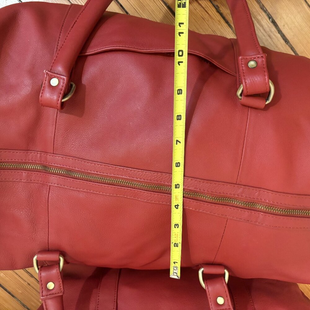 Leather Traveler Bags Hand Dyed Dark Red Carry On Travel Medium & Small size - Picture 9 of 15